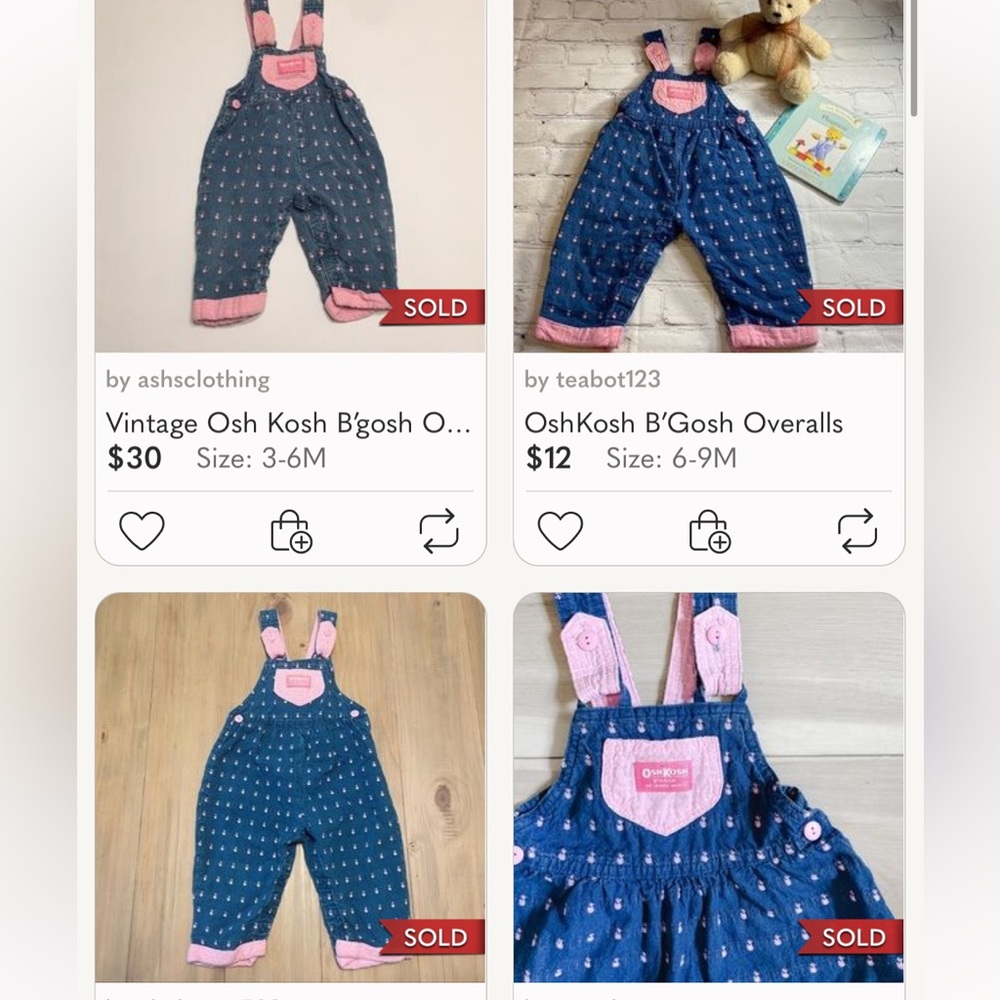 ISO vintage Oshkosh pink duck denim overalls
